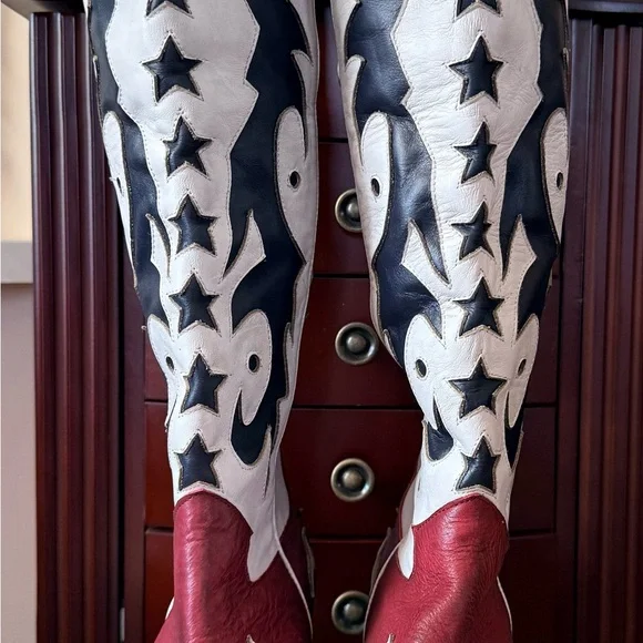 RARE: Jeffrey Campbell Starwood Red White and Blue Cowgirl Boots